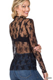 42POPS - ._ SI-25158 Lace See Through Layering Top: BLACK-158653 / M