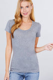 42POPS - ...Fitted Basic Scoop Neck Tee: L / HCH-charcoal grey-96370