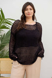 Blu Pepper - PLUS OVERSIZED SHEER CROCHET PULLOVER: NATURAL