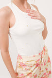 AND THE WHY - ATW15555 - Strawberry Embroidered Tank Top: M / White