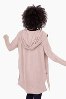 Mono B - Longline Hooded Cardigan with Pockets: S:M:L (2:2:2) / NATURAL