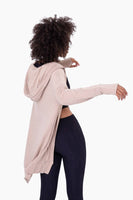 Mono B - Longline Hooded Cardigan with Pockets: S:M:L (2:2:2) / NATURAL