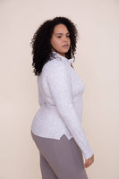 Mono B - CURVY Leopard Print Half-Zip Pullover: XL:1XL:2XL:3XL (2:2:1:1) / BLUSH