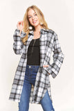 ADORA LA - CEJ2587A - BUTTON DOWN PLAID SHACKET: M / PINK