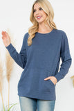 Perfect Peach - YMT20011V-LONG SLEEVE FRENCH TERRY TOP WITH KANGAROO POCKET: L / Mustard