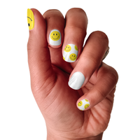 Ivy & Ash - Have A Nice Day | Yellow & White Smiley Face Nail Wrap