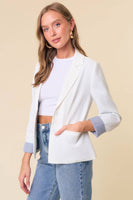 Doe and Rae - Stripe Lined Blazer - 10349J: S / Off White