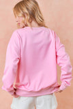 Doe and Rae - HEART CHENILLE PATCH LONG SLEEVE SWEATSHIRT - 44236T-1: M / VANILLA