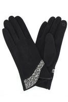 Leopard Pattern Print Trim Gloves: Gray