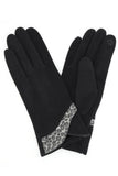 Leopard Pattern Print Trim Gloves: Gray