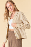 Doe and Rae - RUCHED BOTTOM CROP JACKET WITH DOUBLE POCKET - 10557J: S / LT. KHAKI