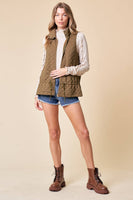 QUILTED VEST - 10295J-1: M / OLIVE