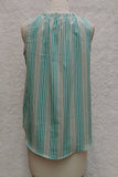 ADORA LA - T0492X - FRONT SHIRRING LINEN STRIPE PLUS BLOUSE: 1XL / MINT