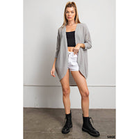 Kori - Western inspired open front cardigan: L / BRICK