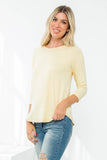 Perfect Peach - YMT20073V-3/4 SLEEVE ROUND HEM SOLID TOP: L / Banana