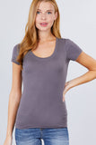 42POPS - ...Fitted Basic Scoop Neck Tee: L / Black-7436