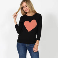 42POPS - ..Sweet heart valentine fitted pullover sweater: L / Navy/Oatmeal-151442