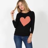 42POPS - ..Sweet heart valentine fitted pullover sweater: L / BLUSH/GREY-23026