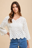 anniewear - SCALLOP EDGE CROCHET SWEATER TOP_ASW1719: LXL / NATURAL