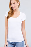 42POPS - ...Fitted Basic Scoop Neck Tee: S / WHT-White-409