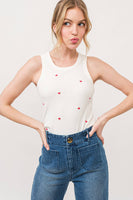 AND THE WHY - ATW15559 - Ice-cream Embroidered Tank Top: M / White