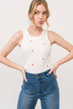 AND THE WHY - ATW15559 - Ice-cream Embroidered Tank Top: M / White