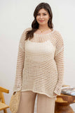 Blu Pepper - PLUS OVERSIZED SHEER CROCHET PULLOVER: NATURAL