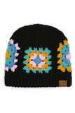 C.C Multi Color Crochet Beanie: Beige