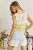 ADORA LA - CESW3008 - COLOR BLOCK V NECK TANK TOP: L / SAGE