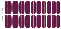 Ivy & Ash - Mulberry Spice | Deep Purple Gold Glitter Stripe Nail Wraps