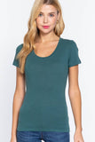 42POPS - ...Fitted Basic Scoop Neck Tee: L / Black-7436