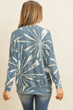 Perfect Peach - PPT2093-KANGAROO POCKET TIE DYE LONG SLEEVE TOP: M / TEAL