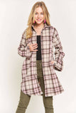 ADORA LA - CEJ2587AX - PLUS SIZE BUTTON DOWN PLAID SHACKET: 3XL / PINK