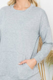 Perfect Peach - YMT20011V-LONG SLEEVE FRENCH TERRY TOP WITH KANGAROO POCKET: S / Stone