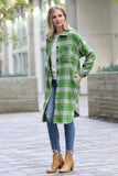 42POPS - .Wool blended Plaid long shacket: GRN-green/grey-156381 / M