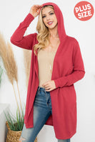 Perfect Peach - YMC30009XV-PLUS SIZE LONG SLEEVE OPEN FRONT FRENCH TERRY: (3X) / Marsala