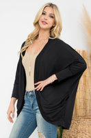 Perfect Peach - YMC30006V-SOLID DOLMAN SLEEVE OPEN CARDIGAN WITH SIDE POCKET: L / Aloe