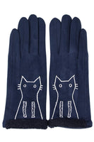 Embroidery cat solid smart touch gloves: Pink