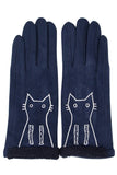 Embroidery cat solid smart touch gloves: Pink