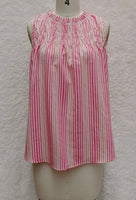 ADORA LA - T0492X - FRONT SHIRRING LINEN STRIPE PLUS BLOUSE: 2XL / MINT