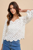 anniewear - SCALLOP EDGE CROCHET SWEATER TOP_ASW1719: SM / NATURAL