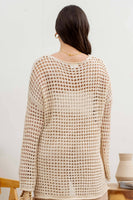 Blu Pepper - PLUS OVERSIZED SHEER CROCHET PULLOVER: NATURAL