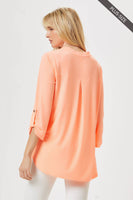 Dear Scarlett - PLUS SIZE Lizzy 3/4 Wrinkle Free Top: 2X / Neon Orange