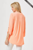 Dear Scarlett - PLUS SIZE Lizzy 3/4 Wrinkle Free Top: XL / Neon Blue