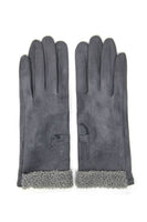 Suede Dog Embroidery with Boucle Gloves: Brown