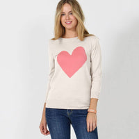 42POPS - ..Sweet heart valentine fitted pullover sweater: M / BLUSH/GREY-23026