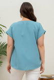 Blu Pepper - PLUS  BUTTON FRONT SHORT SLEEVE WOVEN TOP: PINK