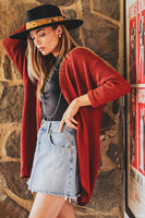 Kori - Western inspired open front cardigan: S / BRICK