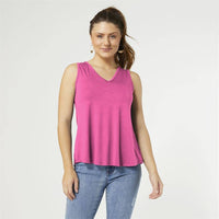 COCO + CARMEN - Madalyn V-Neck Tank Top: XXL / Bright Rose