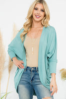 Perfect Peach - YMC30006V-SOLID DOLMAN SLEEVE OPEN CARDIGAN WITH SIDE POCKET: L / Aloe